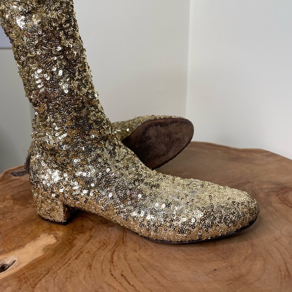 Dolce and Gabanna gold sequin sock booties 7.5 - Picture 13 of 14